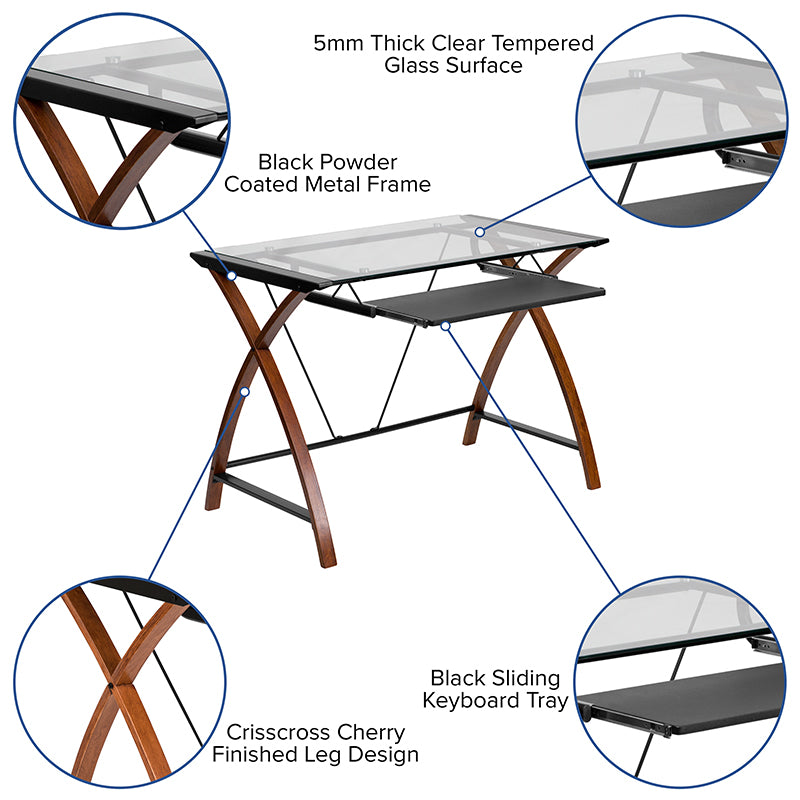 Work From Home Box - Glass Desk with Keyboard Tray, Ergonomic Mesh Office Chair & Filing Cabinet with Lock & Inset Handles | Office Chairs | Modishstore - 6