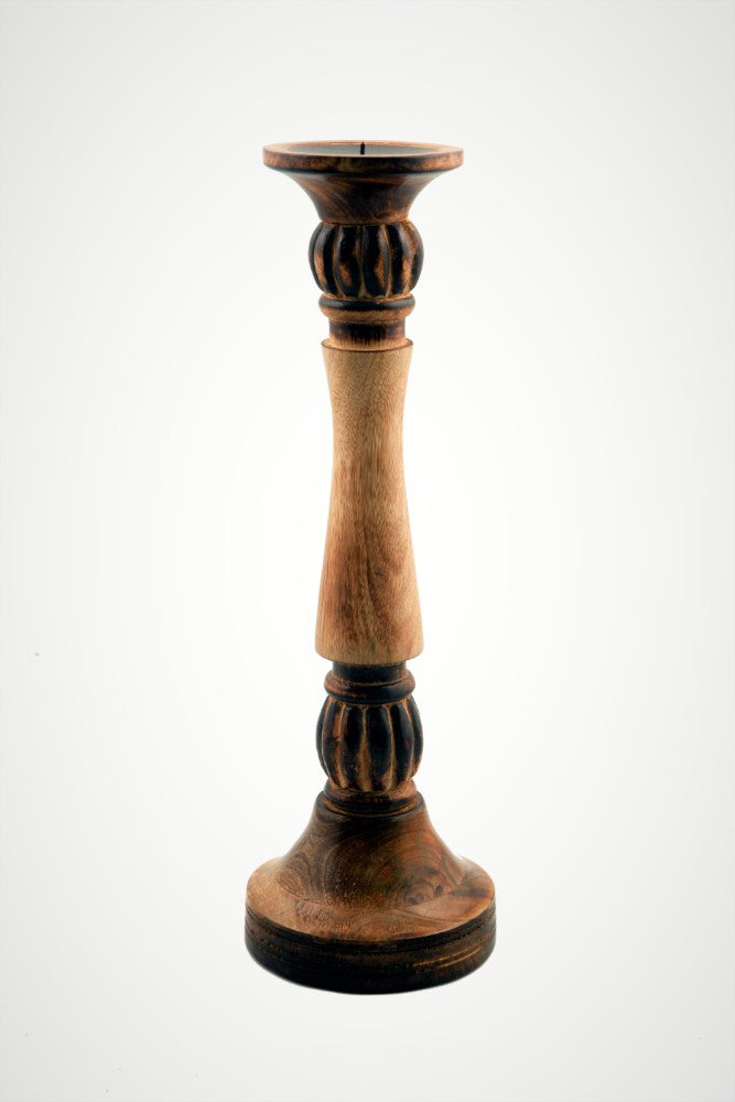 Benzara Mango Wood Vintage Style Candleholder/Candlestick, Set Of 3, Brown By Benzara | Candle Holders |  Modishstore  - 3