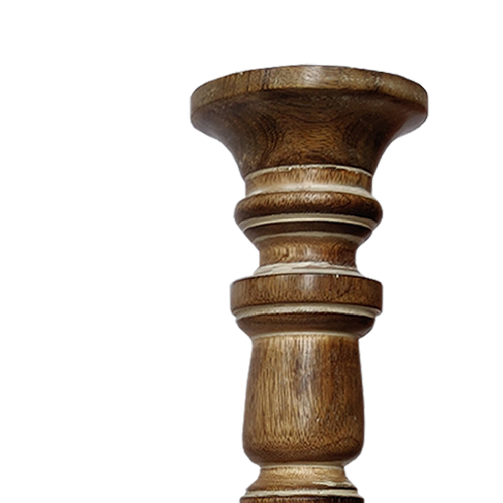 Handmade Wooden Candle Holder With Flared Top, Natural Brown, Set Of 3 By Benzara | Candle Holders |  Modishstore  - 4