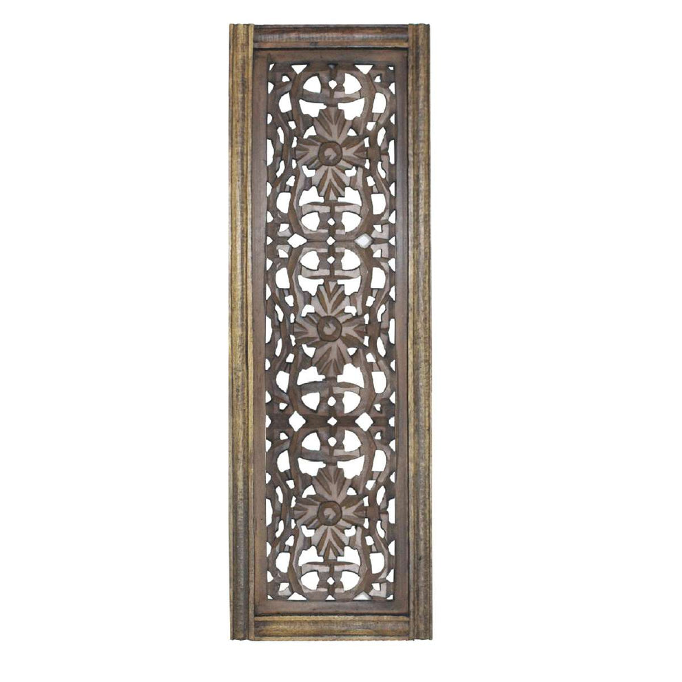 Benzara Floral Hand Carved Wooden Wall Panels, Assortment Of Two, Brown | Wall Decor |  Modishstore  - 5