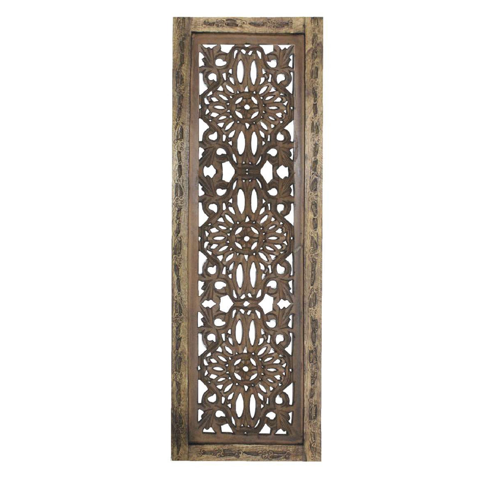 Benzara Floral Hand Carved Wooden Wall Panels, Assortment Of Two, Brown | Wall Decor |  Modishstore  - 6