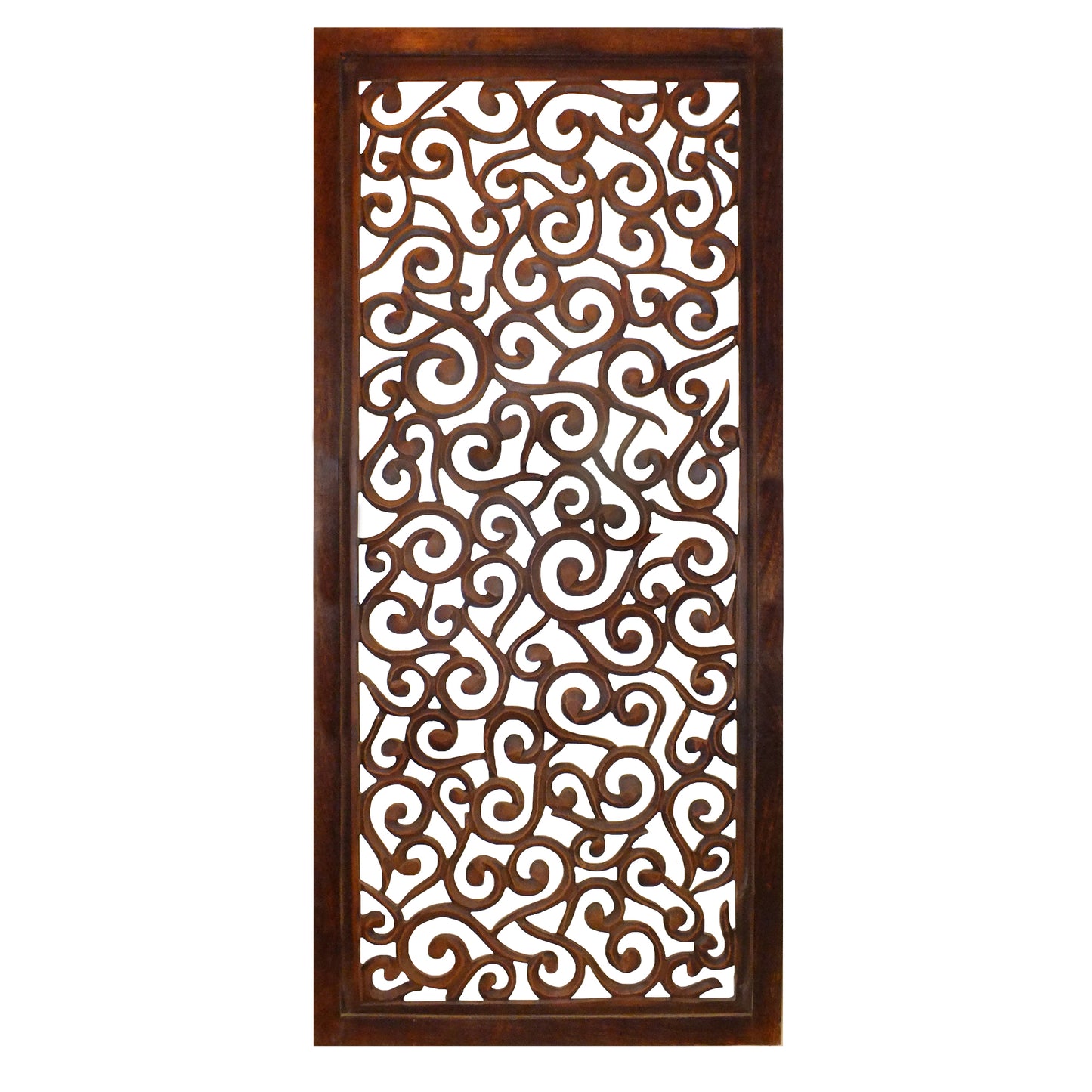 Rectangular Mango Wood Wall Panel With Cutout Scrollwork Details, Brown By Benzara | Wall Decor |  Modishstore  - 2