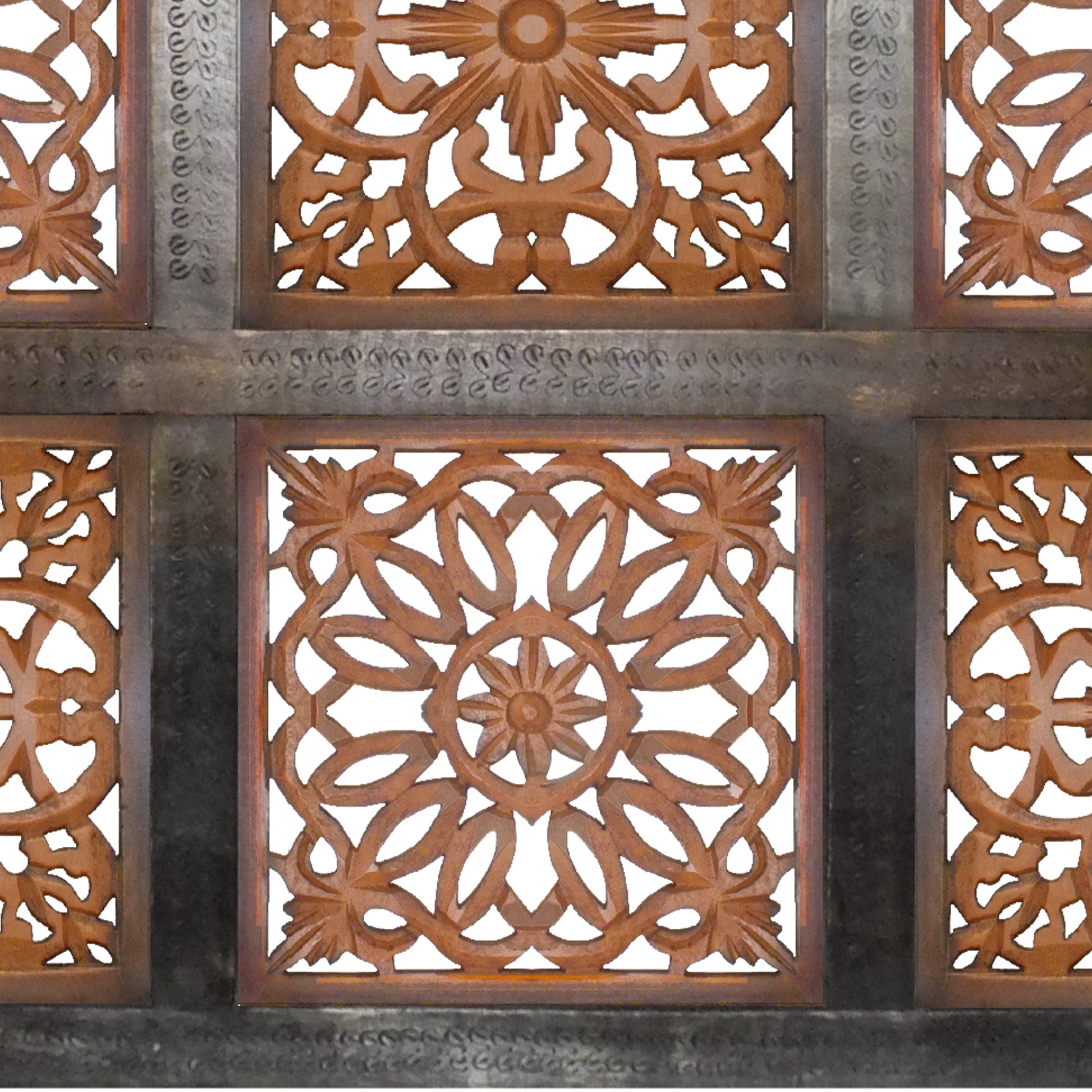 Decorative Mango Wood Wall Panel With Cutout Flower Pattern, Brown By Benzara | Wall Decor |  Modishstore  - 3