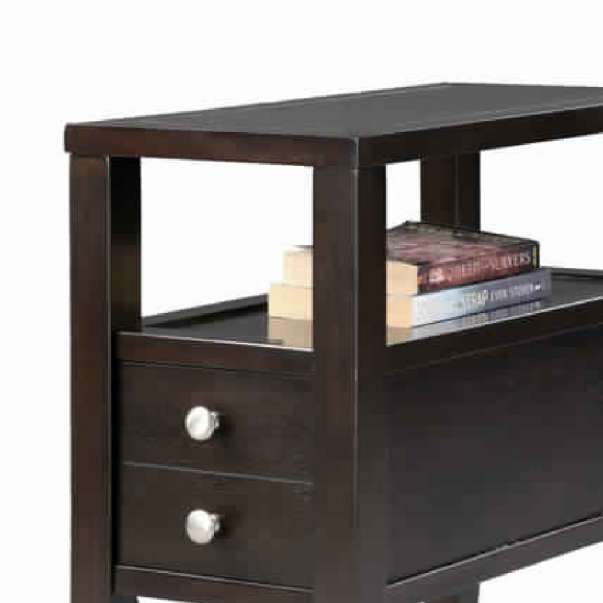 Wooden End Table With Upper Shelf And 2 Drawers, Dark Brown By Benzara | Side Tables |  Modishstore  - 3