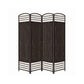Wood And Paper Straw 4 Panel Screen With Nailhead Trim, Espresso Brown By Benzara | Room Divider |  Modishstore 