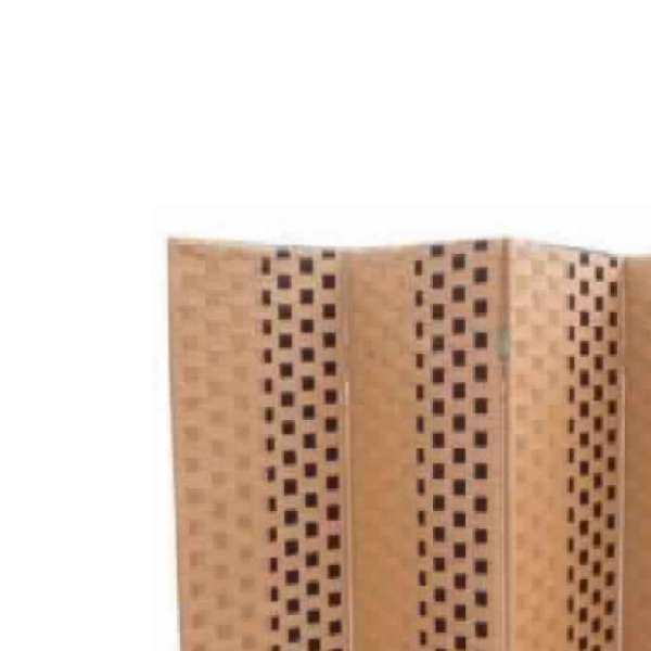 Paper Straw Weave 4 Panel Screen With 2 Inch Wooden Legs, Brown By Benzara | Room Divider |  Modishstore  - 3
