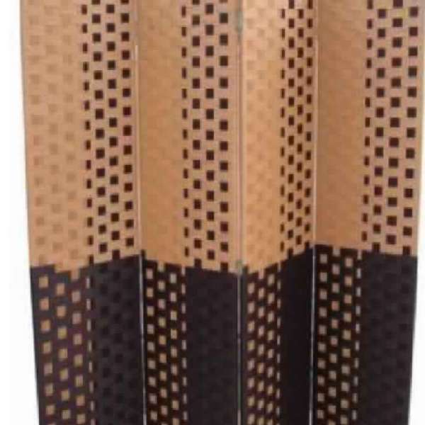 Paper Straw Weave 4 Panel Screen With 2 Inch Wooden Legs, Brown By Benzara | Room Divider |  Modishstore  - 4