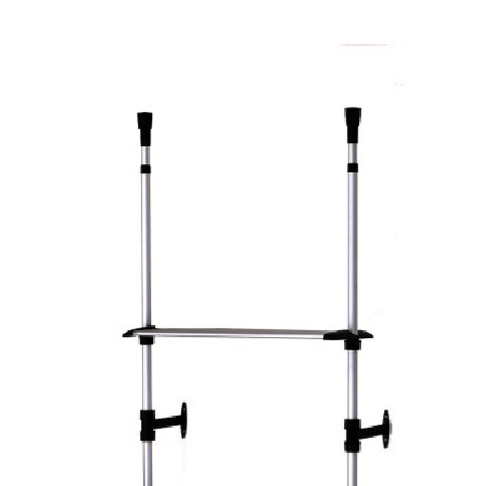 4 Tier Telescopic Metal Frame Clothes Rack, Silver And Black By Benzara | Shelves & Shelving Units |  Modishstore  - 2