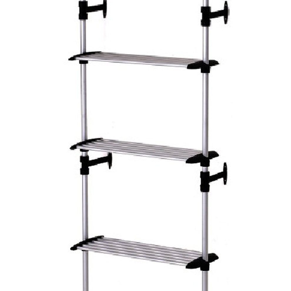 4 Tier Telescopic Metal Frame Clothes Rack, Silver And Black By Benzara | Shelves & Shelving Units |  Modishstore  - 3