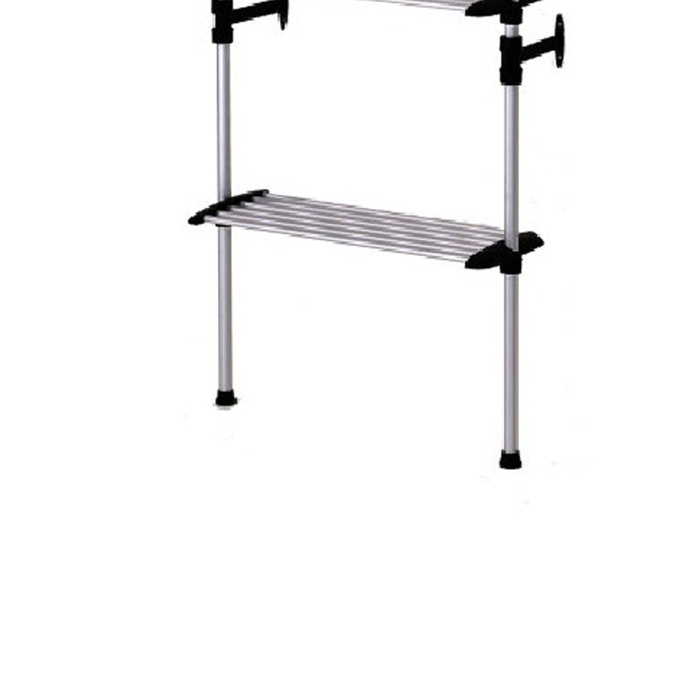 4 Tier Telescopic Metal Frame Clothes Rack, Silver And Black By Benzara | Shelves & Shelving Units |  Modishstore  - 4