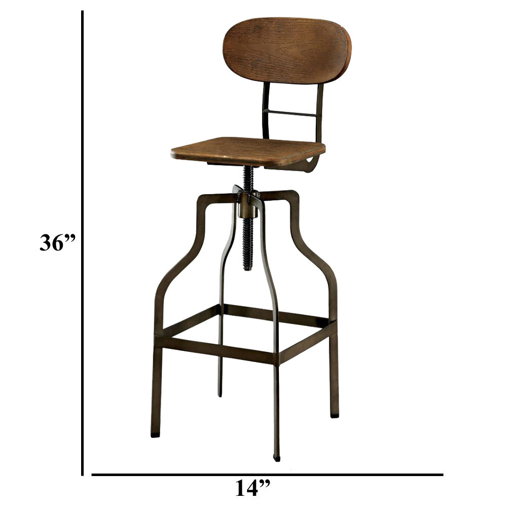 Industrial Style Wooden Swivel Bar Stool With Black Metal Base, Brown  By Benzara | Bar Stools & Table |  Modishstore  - 3