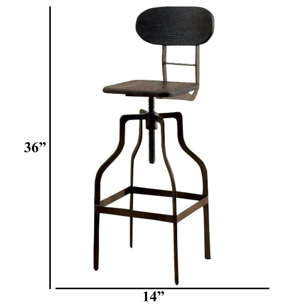 Industrial Style Wooden Swivel Bar Stool With Curved Metal Base, Gray  By Benzara | Bar Stools & Table |  Modishstore  - 2