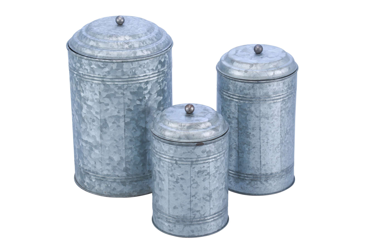 Rustic Metal Galvanized Canisters, Set Of 3 Benzara By Benzara | Jars & Canisters |  Modishstore  - 4