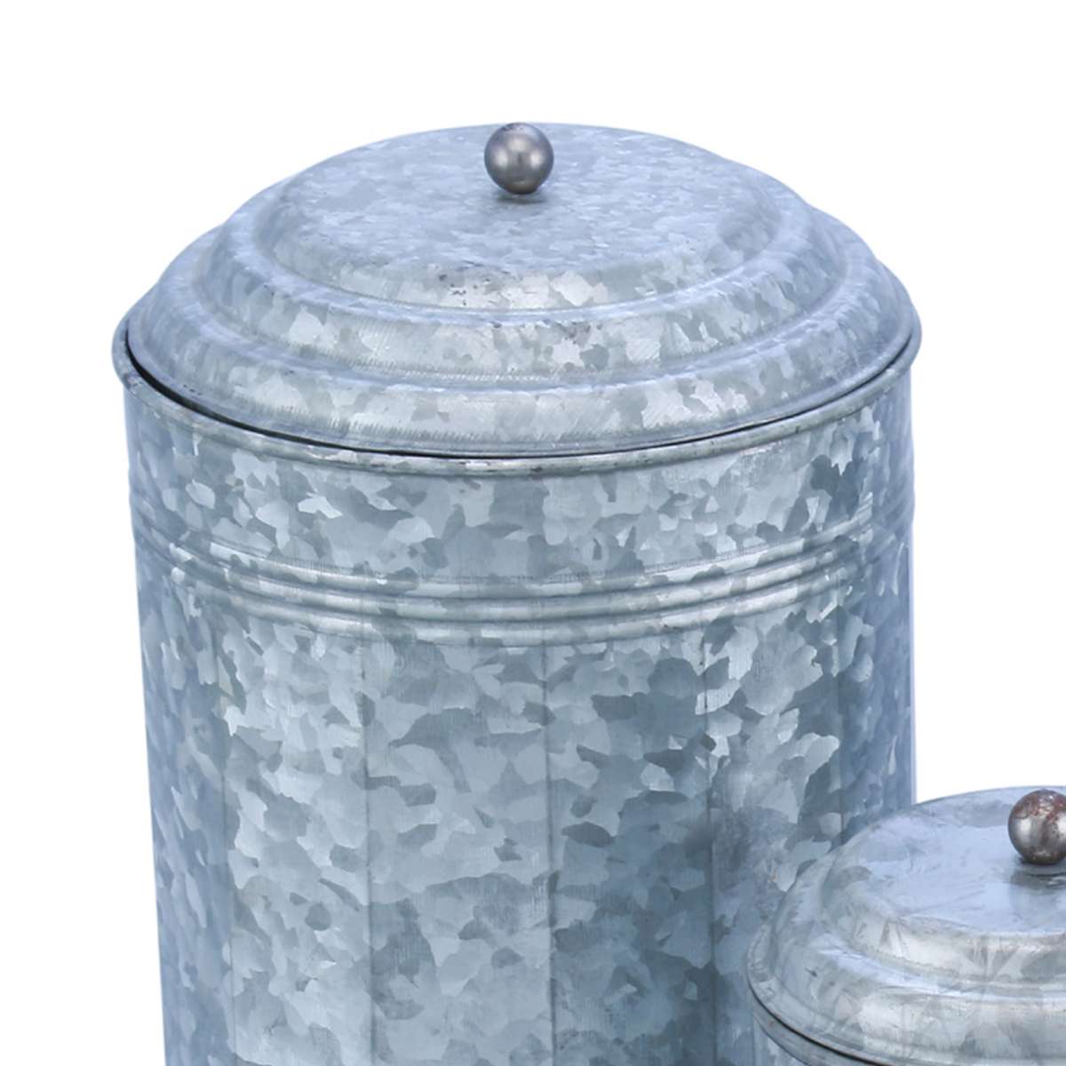 Rustic Metal Galvanized Canisters, Set Of 3 Benzara By Benzara | Jars & Canisters |  Modishstore  - 3