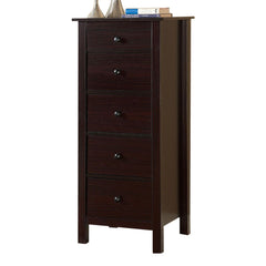 Transitional Style Wooden Chest With 5 Drawers, Brown  By Benzara