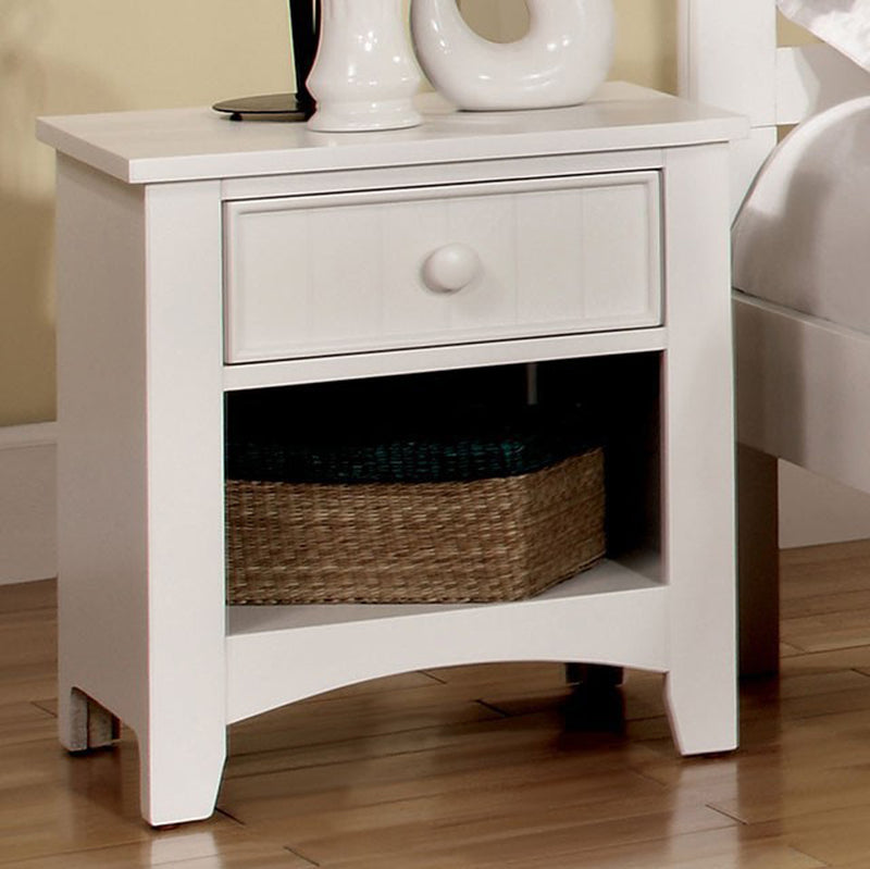Omnus Wood Night Stand, White Finish By Benzara | Nightstands | Modishstore