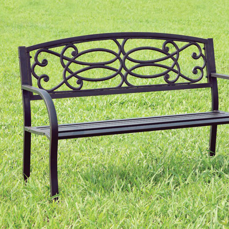 Potter Armrests Patio Bench, Black  By Benzara | Outdoor Stools & Benches |  Modishstore 