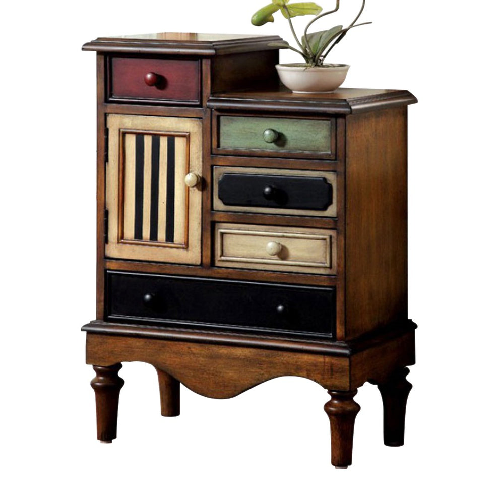 Vintage Style Accent Chest With 5 Drawers, Walnut Brown  By Benzara | Drawers |  Modishstore  - 2