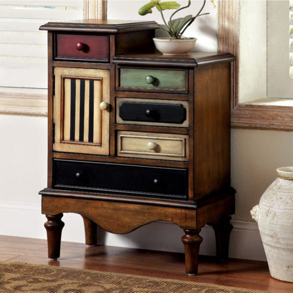 Vintage Style Accent Chest With 5 Drawers, Walnut Brown  By Benzara | Drawers |  Modishstore  - 3