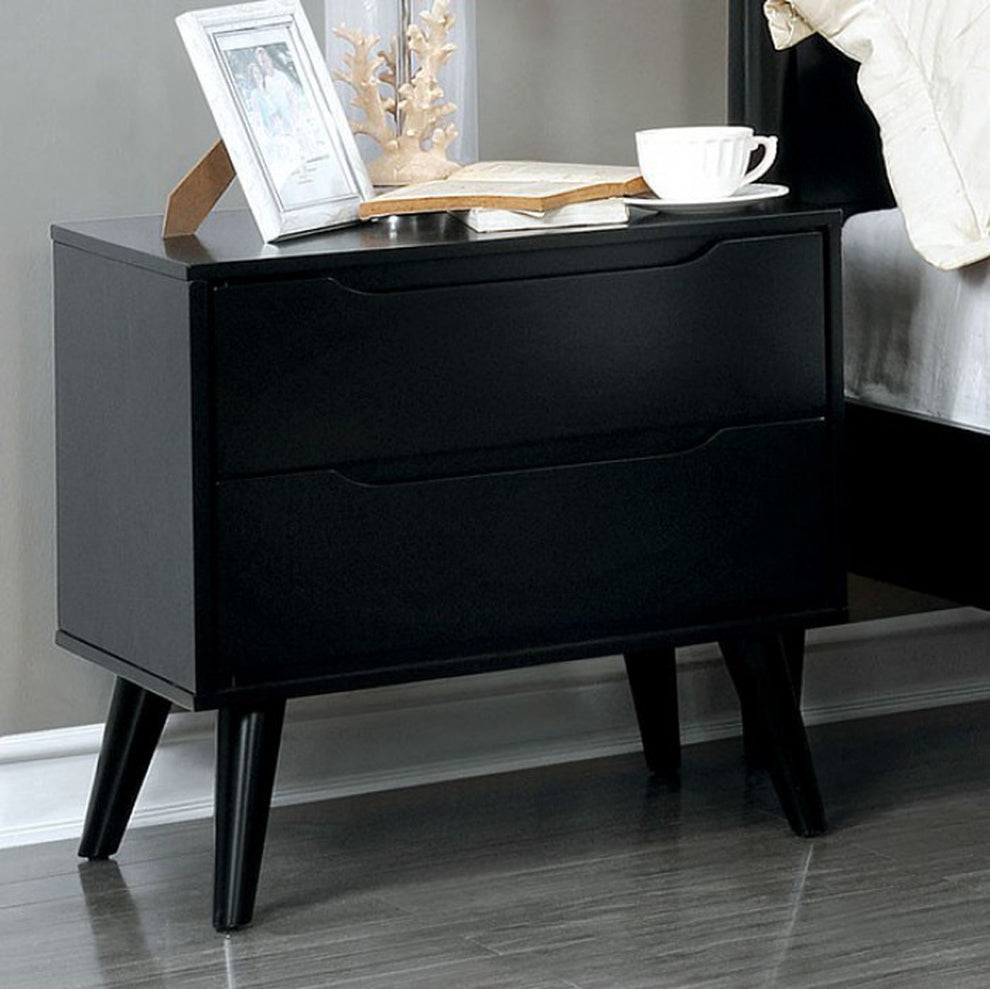Lennart Mid-Century Modern Nightstand, Black  By Benzara | Nightstands |  Modishstore  - 2