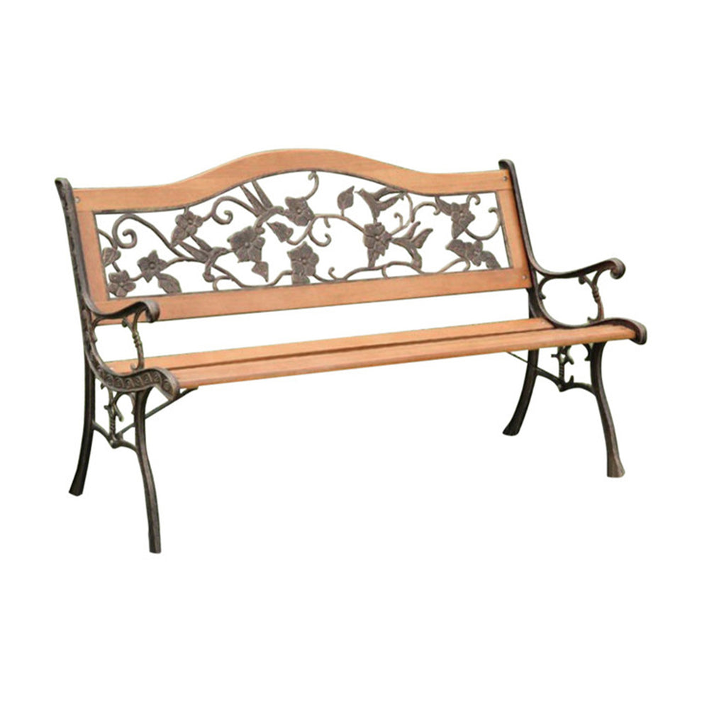 Alba Transitional Park Bench, Antique Oak  By Benzara | Outdoor Stools & Benches |  Modishstore  - 3
