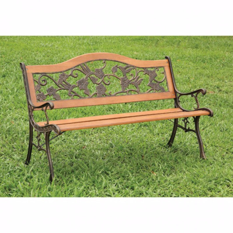 Alba Transitional Park Bench, Antique Oak  By Benzara | Outdoor Stools & Benches |  Modishstore 