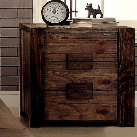 Janeiro Transitional Nightstand, Rustic Natural Tone  By Benzara | Nightstands |  Modishstore 