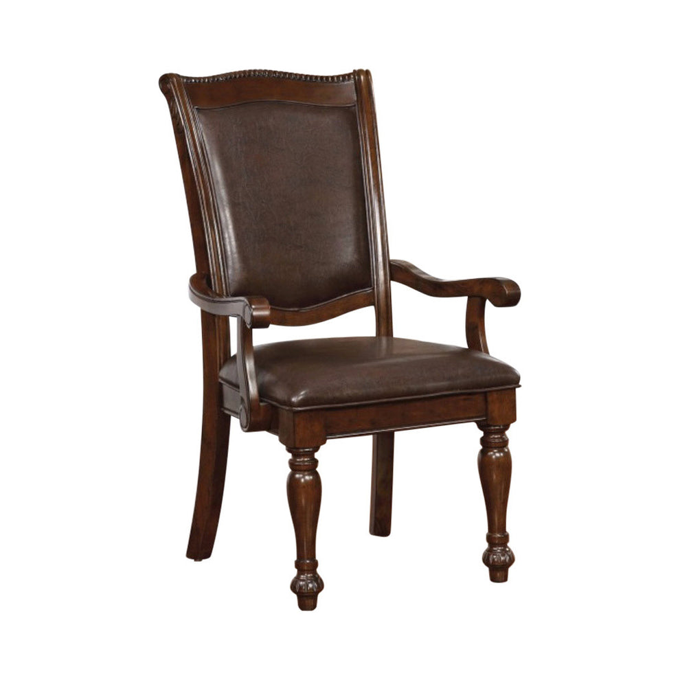 Alpena Traditional Arm Chair, Brown Cherry, Set Of 2 By Benzara | Armchairs | Modishstore - 2