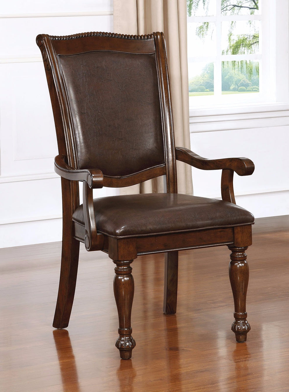 Alpena Traditional Arm Chair, Brown Cherry, Set Of 2 By Benzara | Armchairs | Modishstore - 3