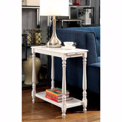 Deering Transitional Side Table, White Finish By Benzara