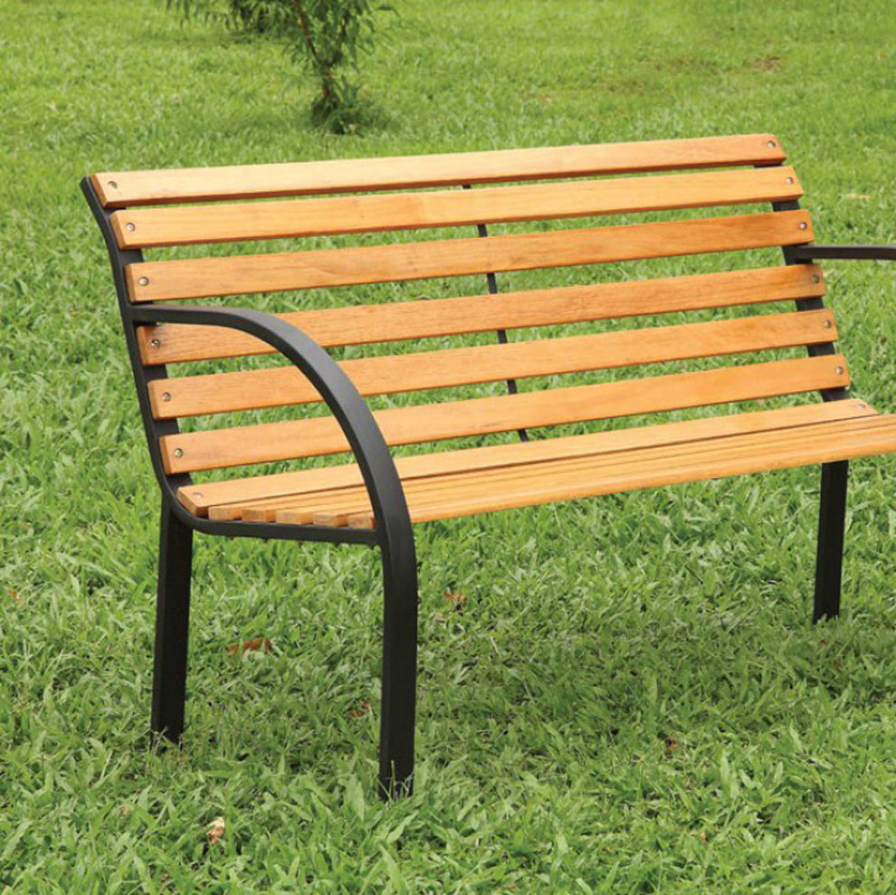 Dumas Transitional Style Patio Bench, Natural Oak  By Benzara | Outdoor Stools & Benches |  Modishstore  - 4