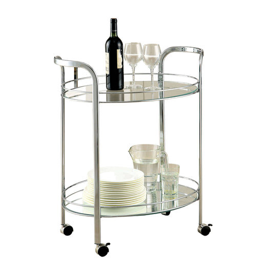 Loule Contemporary Serving Cart In Chrome Finish  By Benzara | Bar Carts |  Modishstore 