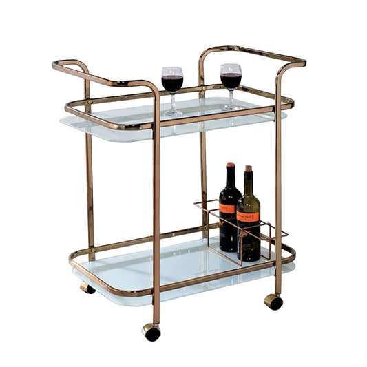 Tiana Contemporary Serving Cart In Champagne Finish  By Benzara | Bar Carts |  Modishstore 