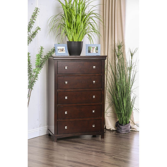 Transitional Style Wooden Chest With 5 Drawers, Brown By Benzara | Cabinets | Modishstore