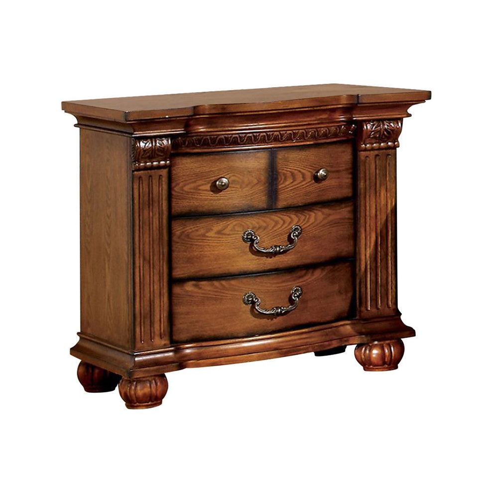 Bellagrand Transitional Night Stand, Antique Tobacco Oak By Benzara | Nightstands | Modishstore - 2