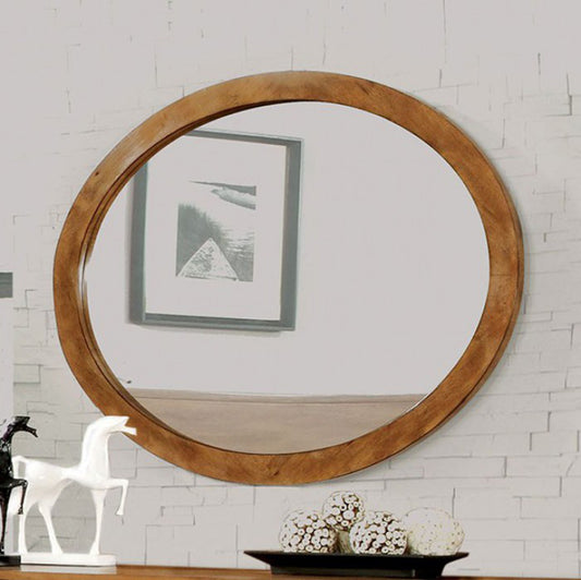 Lennart Wall Mounted Oval Mirror In Oak Finish By Benzara | Mirrors |  Modishstore 