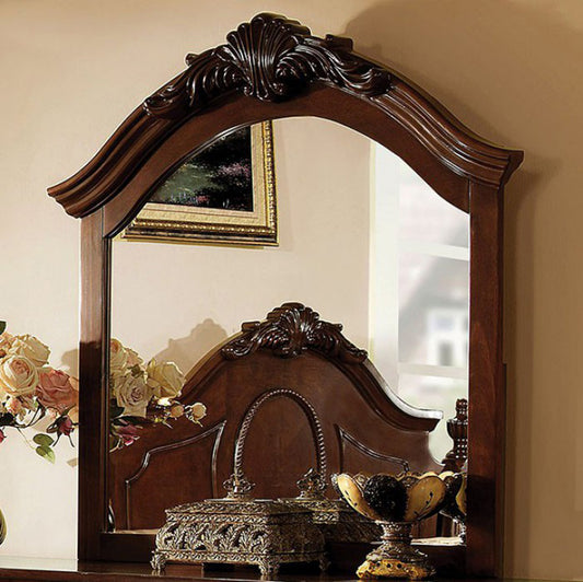 Velda Ii Baroque Style Mirror In Brown Cherry Finish By Benzara | Mirrors |  Modishstore 
