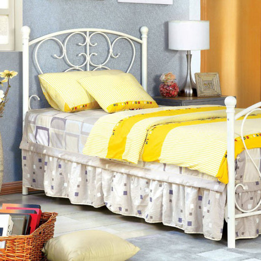 Princess Design Twin Size Metal Bed, White  By Benzara | Beds |  Modishstore 