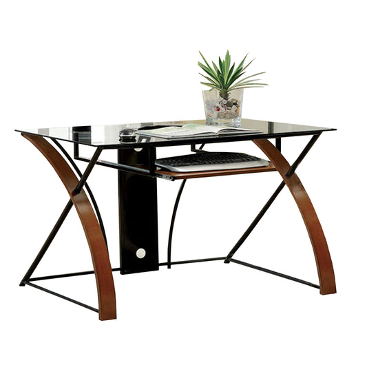Baden Transitional Style Computer Desk , Oak And Black  By Benzara | Desks |  Modishstore 