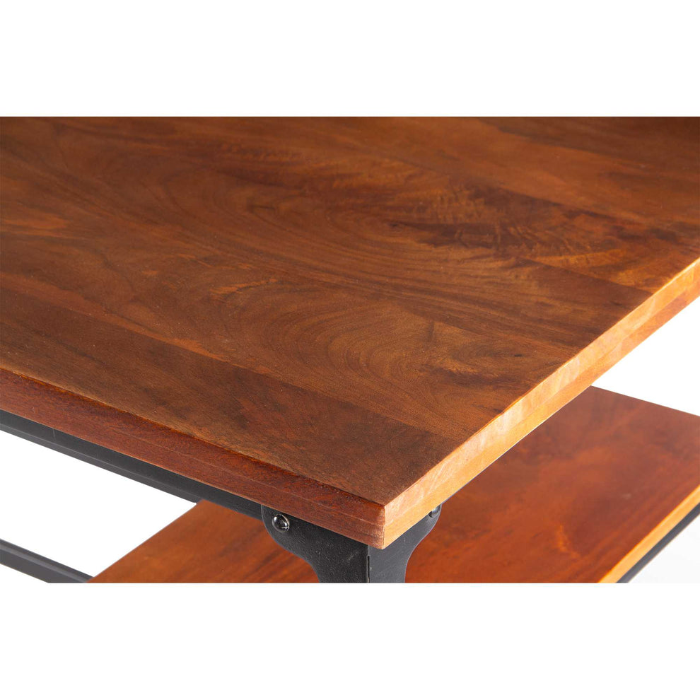 Industrial Style Wooden Desk With Two Bottom Shelves, Brown And Black  By Benzara | Desks |  Modishstore  - 6