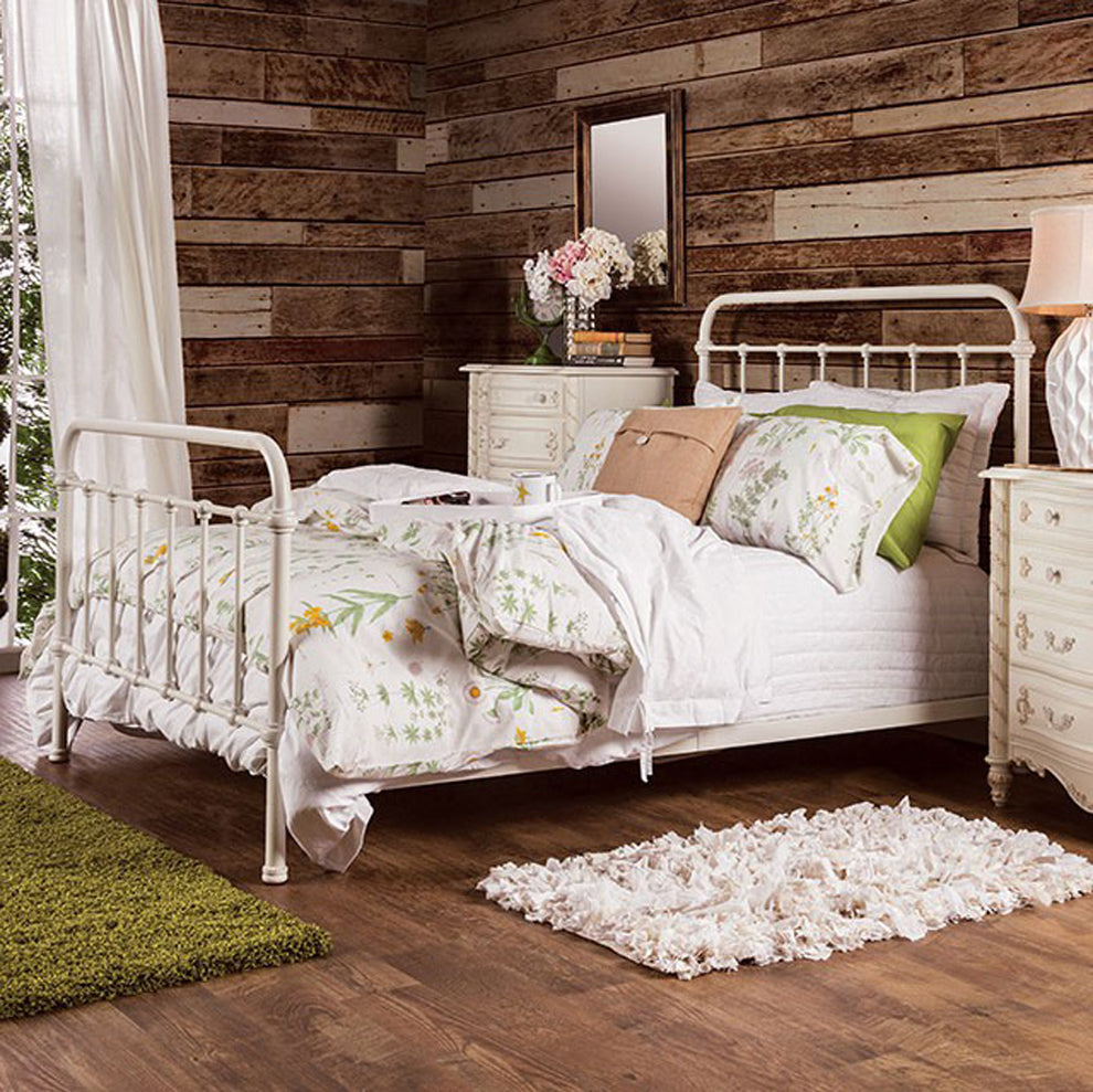 Sophisticated Metal Queen Bed, White  By Benzara | Beds |  Modishstore  - 2