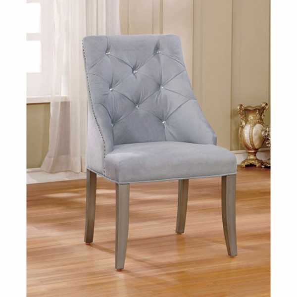 Diocles Contemporary Wingback Chair, Silver Finish, Set Of 2  By Benzara | Lounge Chairs |  Modishstore  - 2