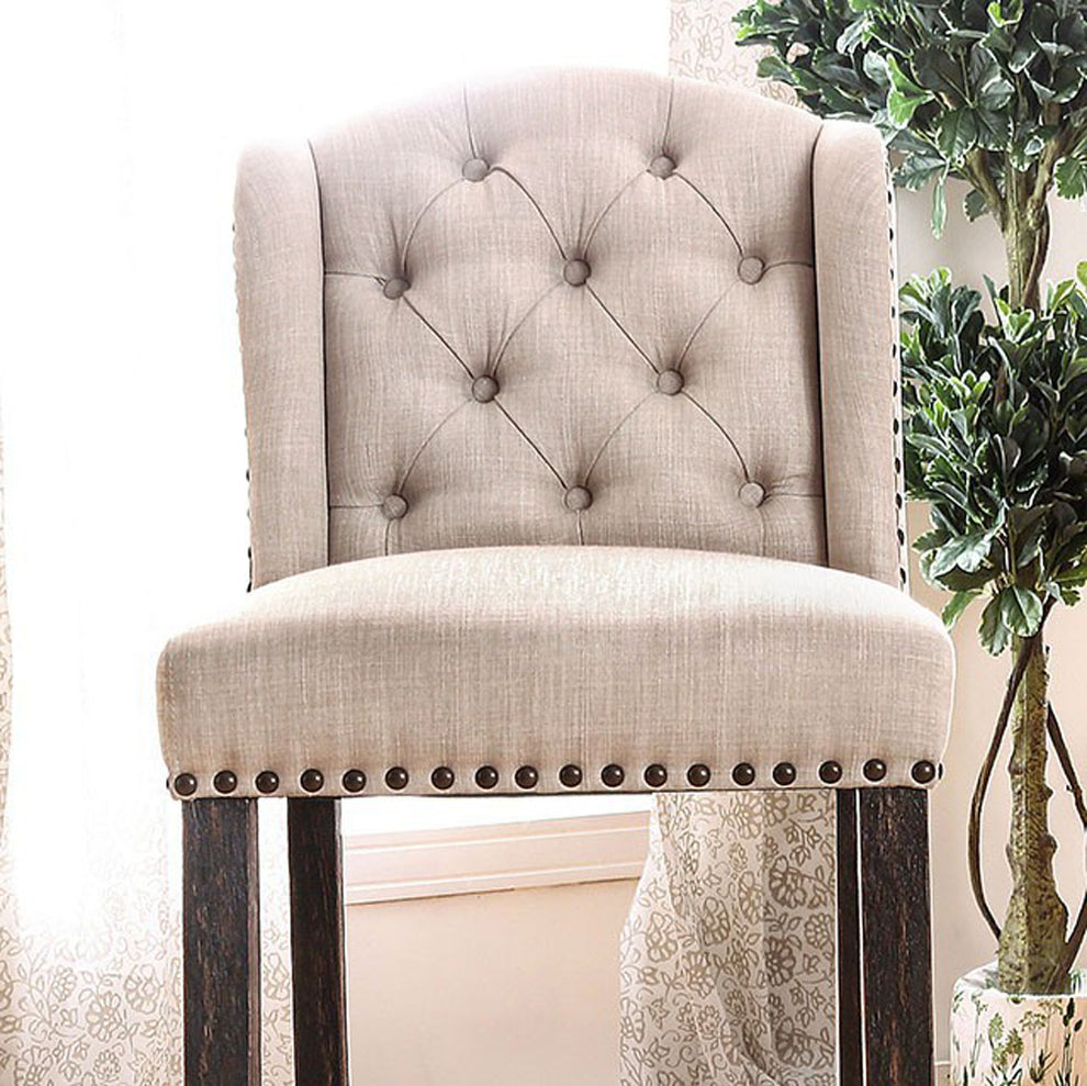 Sania Ii Rustic Bar Chair, Ivory & Antique Black Legs Finish, Set Of 2  By Benzara | Armchairs |  Modishstore  - 2