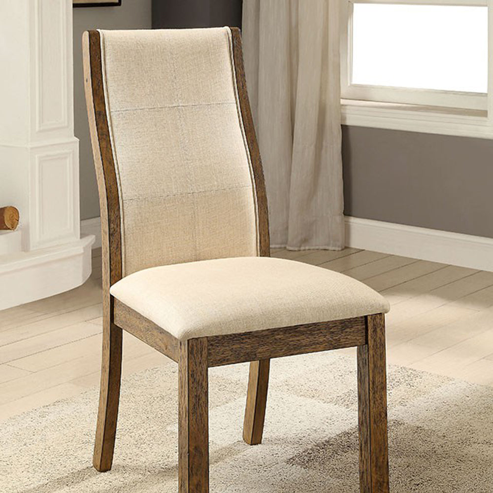 Onway Contemporary Side Chair, Oak & Beige, Set Of 2  By Benzara | Armchairs |  Modishstore  - 3