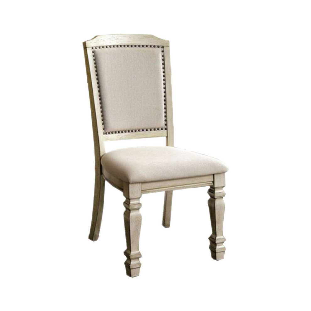 Holcroft Transitional Side Chair, Antique White, Set Of Two By Benzara | Side Chairs |  Modishstore  - 2