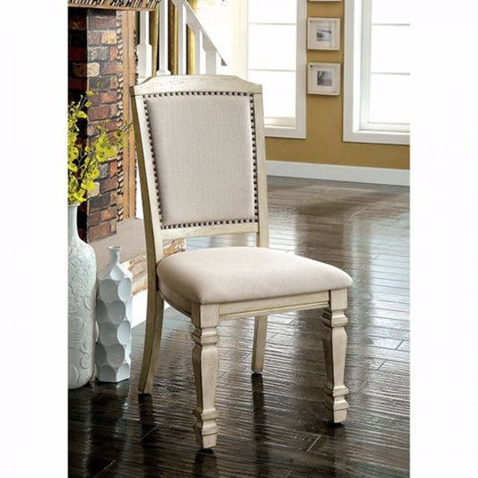 Holcroft Transitional Side Chair, Antique White, Set Of Two By Benzara | Side Chairs |  Modishstore 