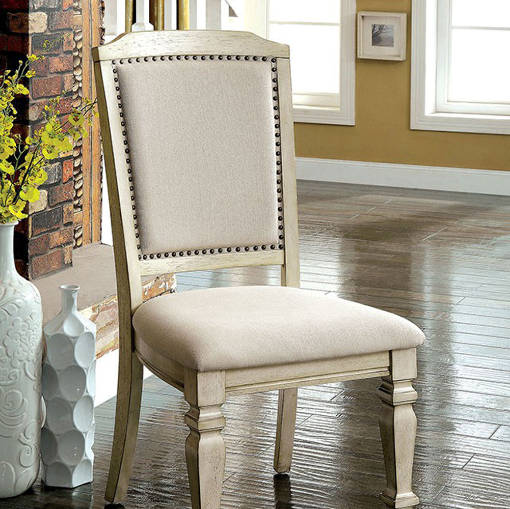 Holcroft Transitional Side Chair, Antique White, Set Of Two By Benzara | Side Chairs |  Modishstore  - 3