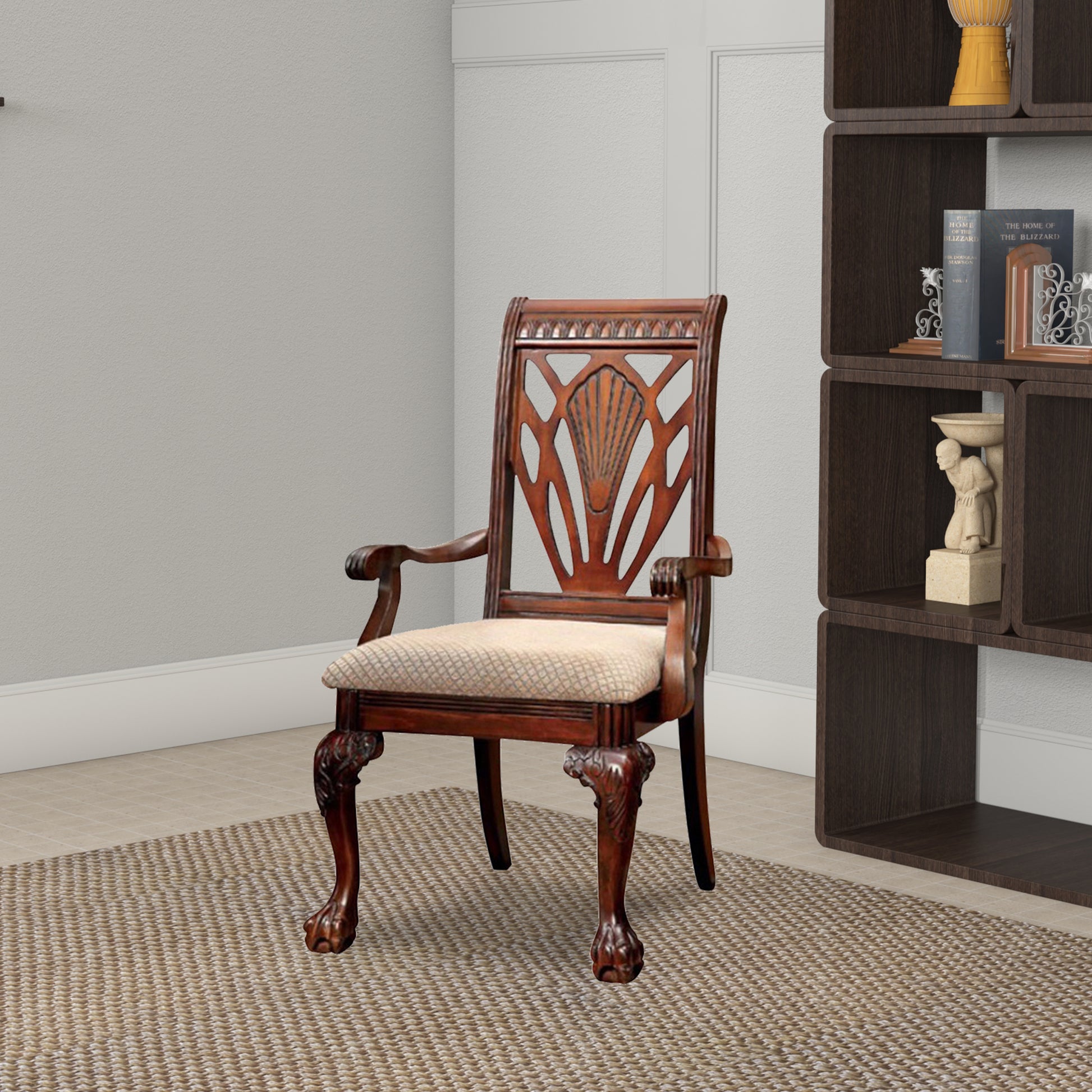 Petersburg I Traditional Arm Chair,Cherry Finish, Set Of 2  By Benzara | Armchairs |  Modishstore 