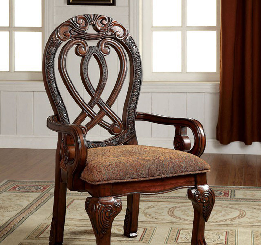 Wyndmere Traditional Arm Chair, Cherry Finish, Set Of 2 By Benzara | Armchairs |  Modishstore  - 3