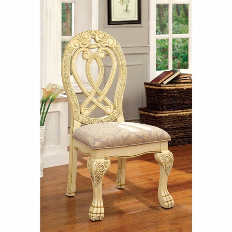 Wyndmere Traditional Side Chair, Cream Finish, Set Of 2  By Benzara | Armchairs |  Modishstore 